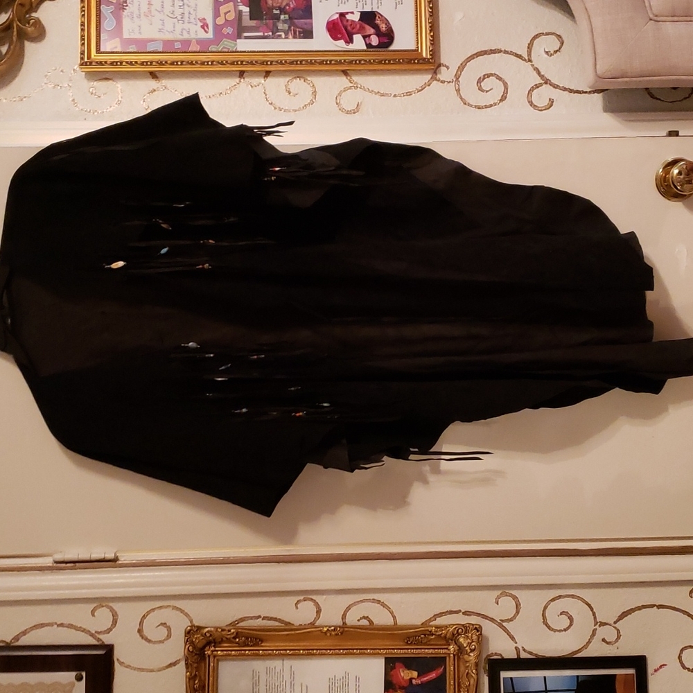 Womens long suede cardigan .